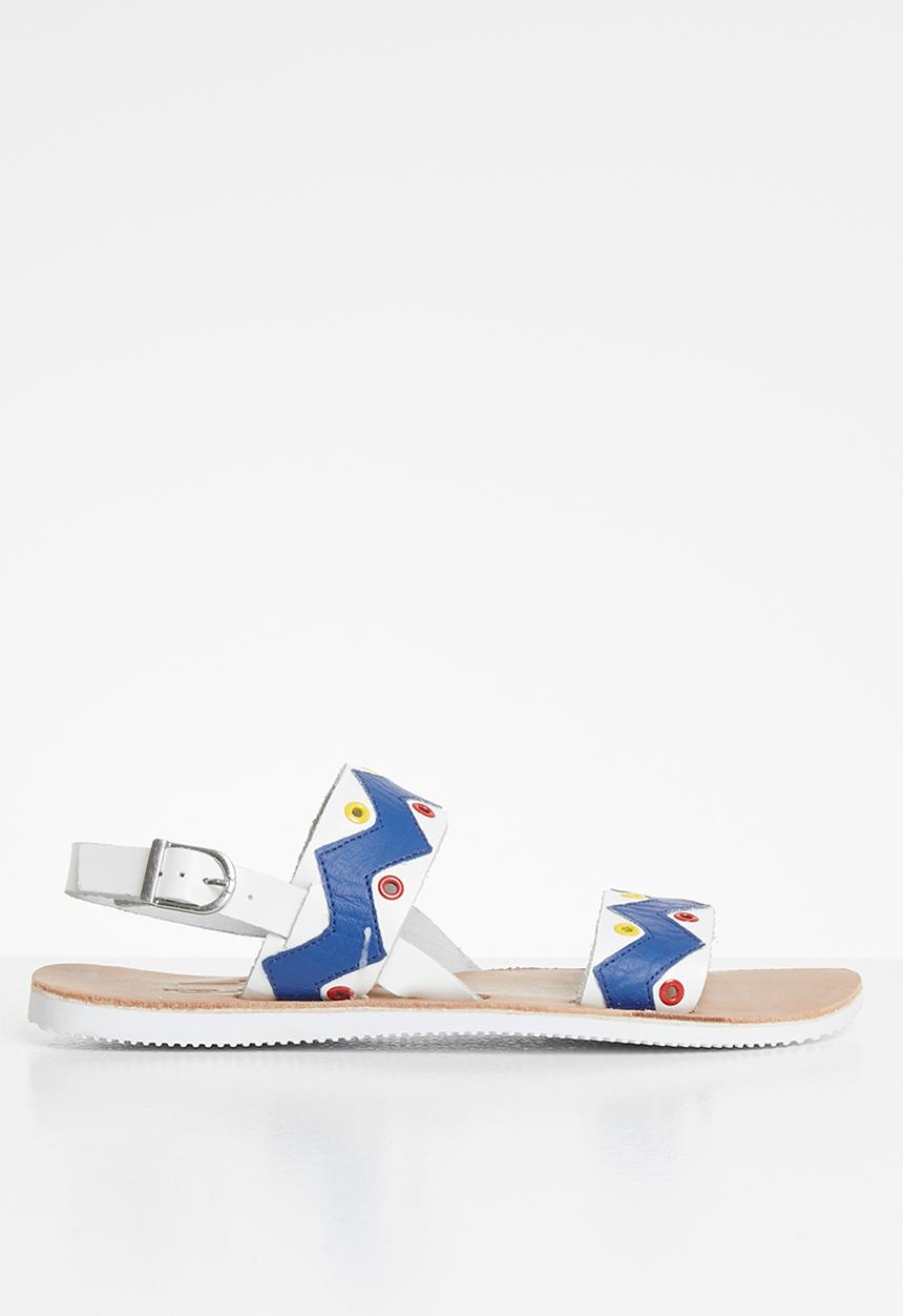 iFELE - Nandi 2 leather sandal - white & blue