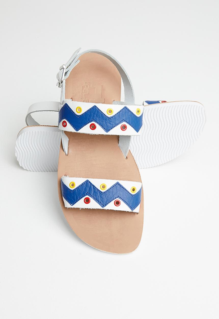 iFELE - Nandi 2 leather sandal - white & blue