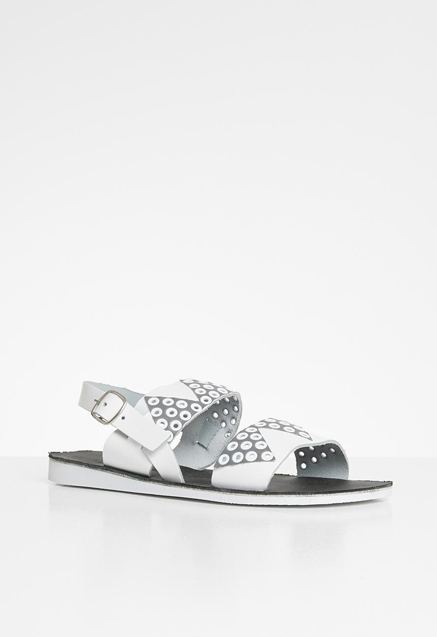 iFELE - Zulu crown leather sandal - white & grey