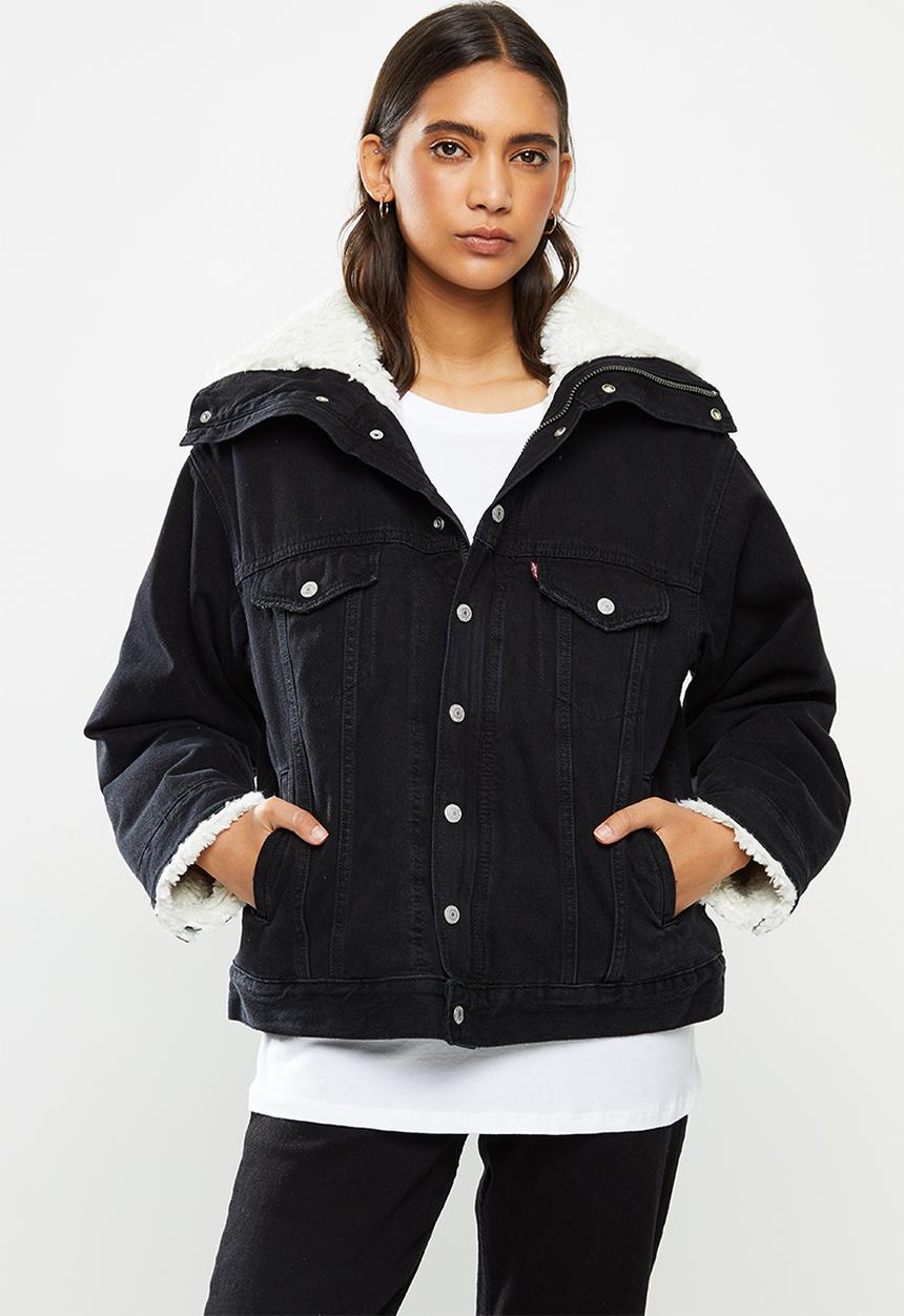 Levi’s® - Dad sherpa parka black book trucker - black
