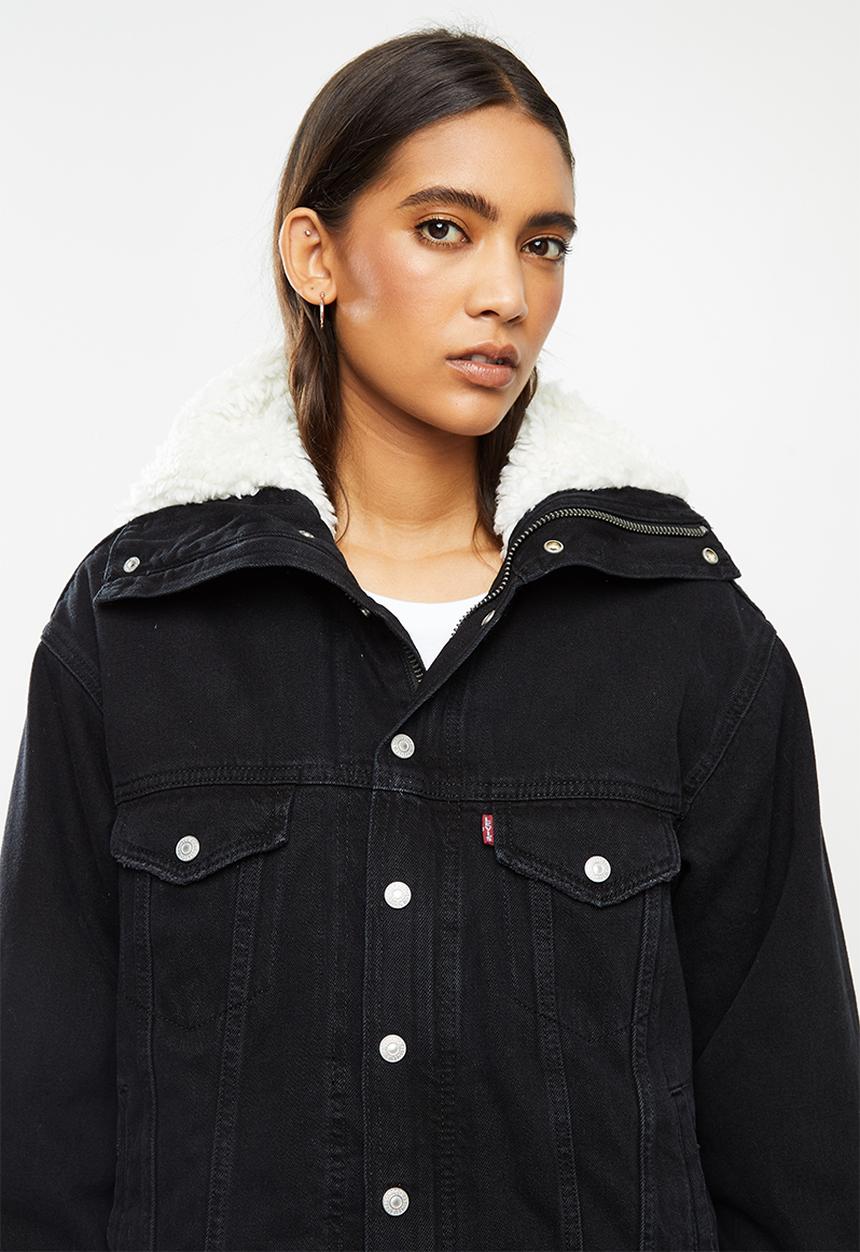 Levi’s® - Dad sherpa parka black book trucker - black