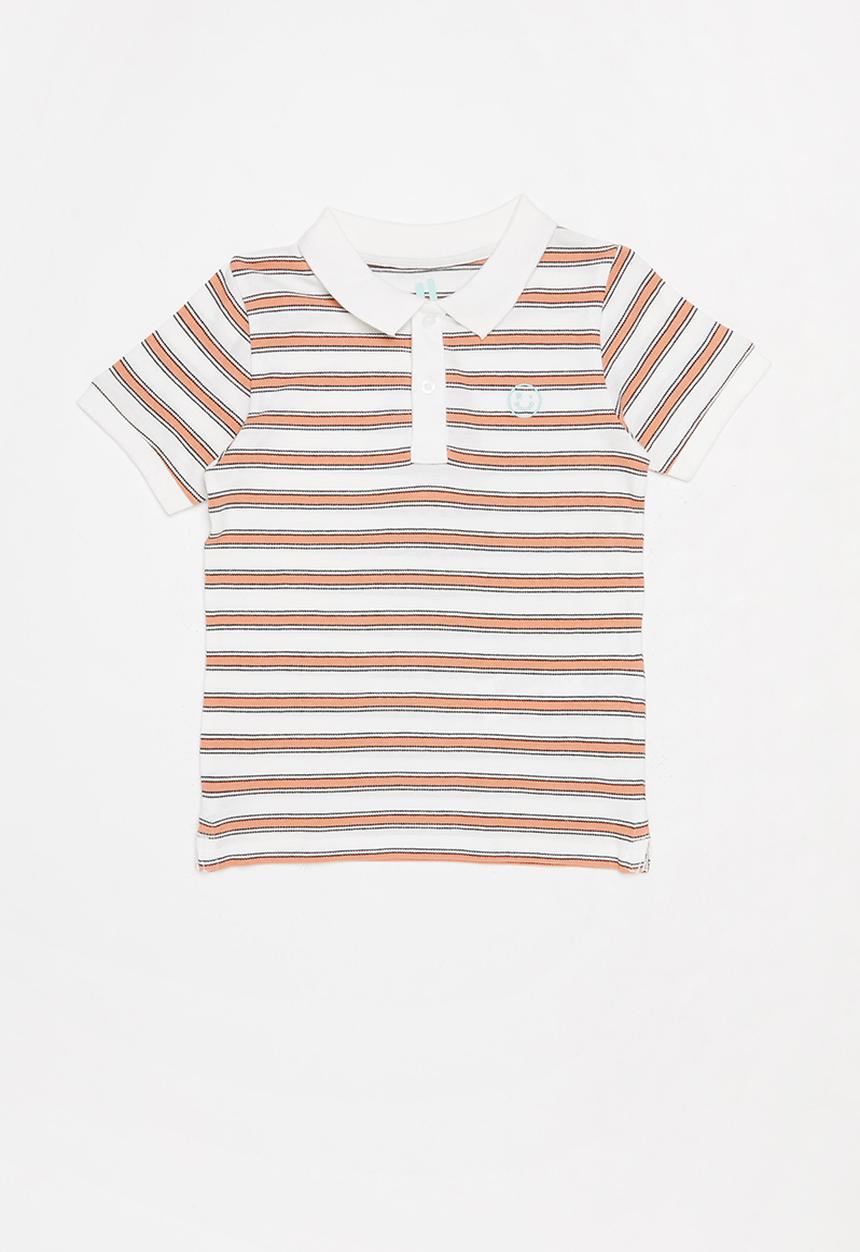 Cotton On - Kendricks polo - retro white & dark melon stripe