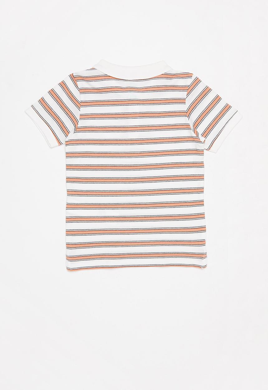 Cotton On - Kendricks polo - retro white & dark melon stripe