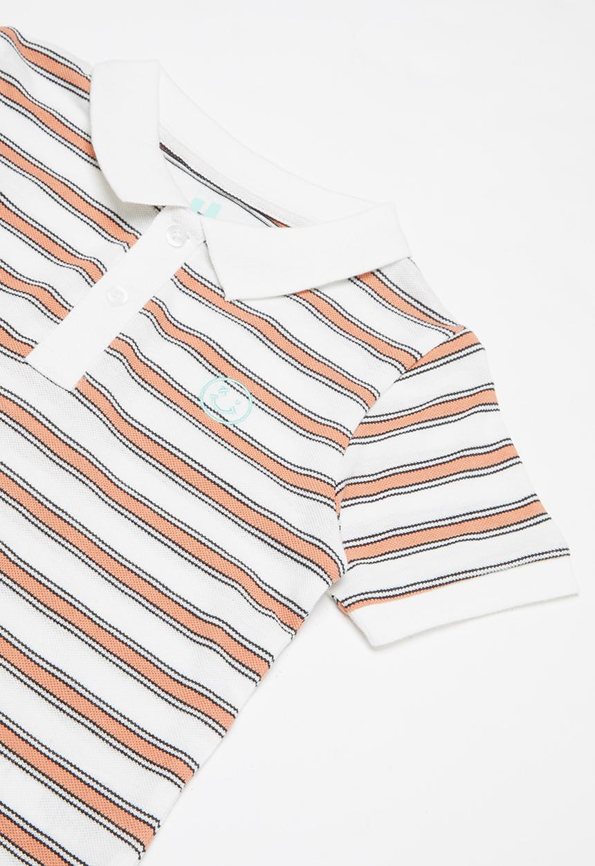 Cotton On - Kendricks polo - retro white & dark melon stripe