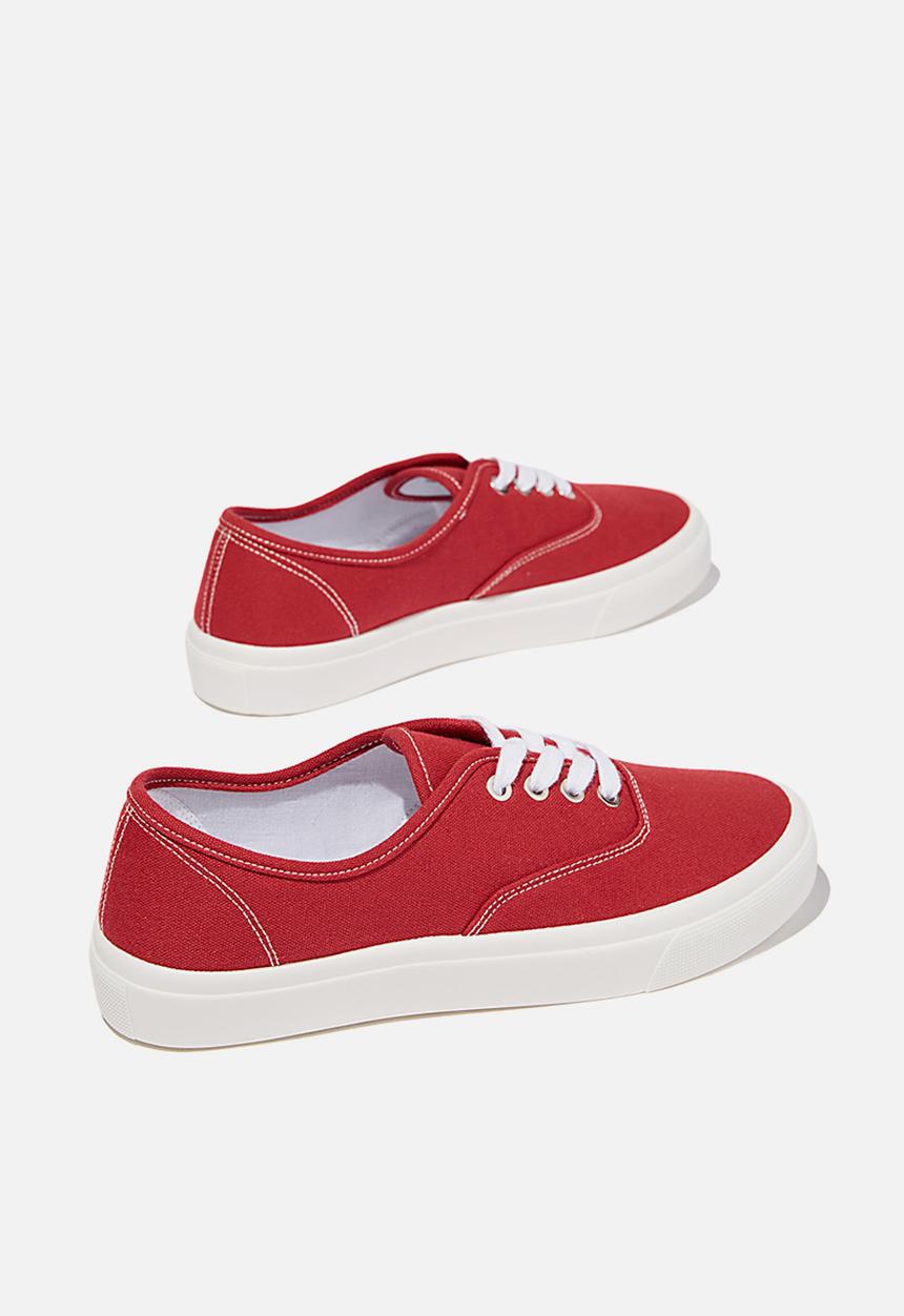 Cotton On - Jamie lace up plimsoll - red