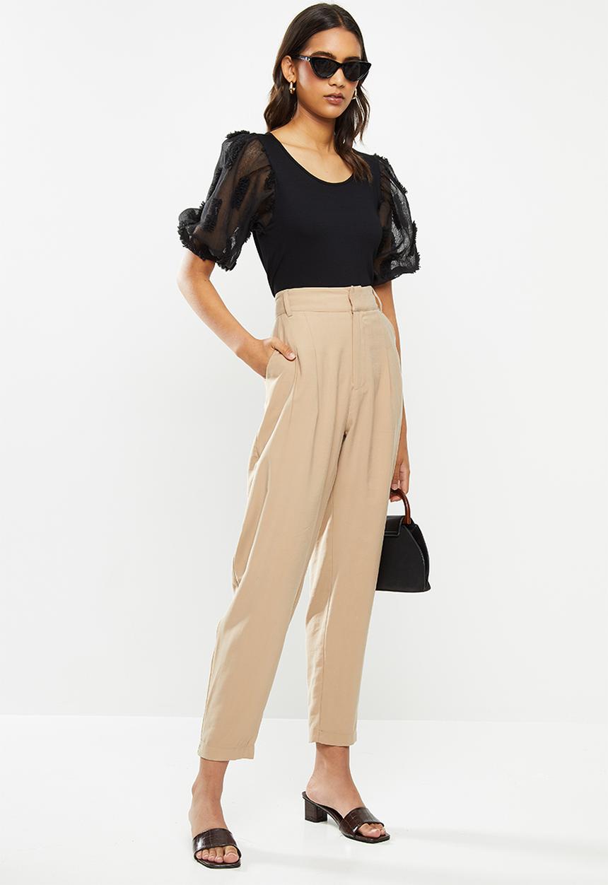 Me&B - Combo tee with 3d organza puff sleeves - black 