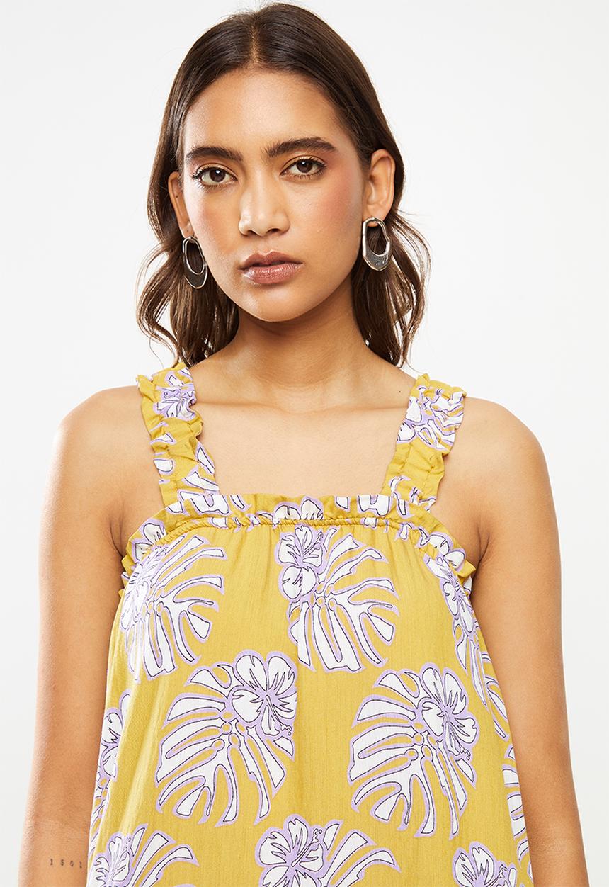 Me&B - Palm print tiered sundress - multi 