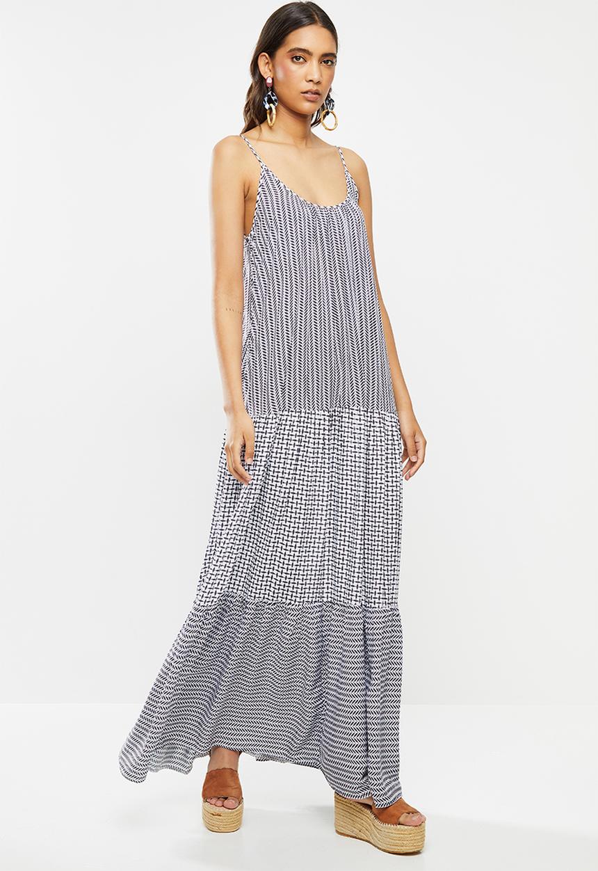 Me&B - Print mixing maxi sundress with back bow detail - multi 