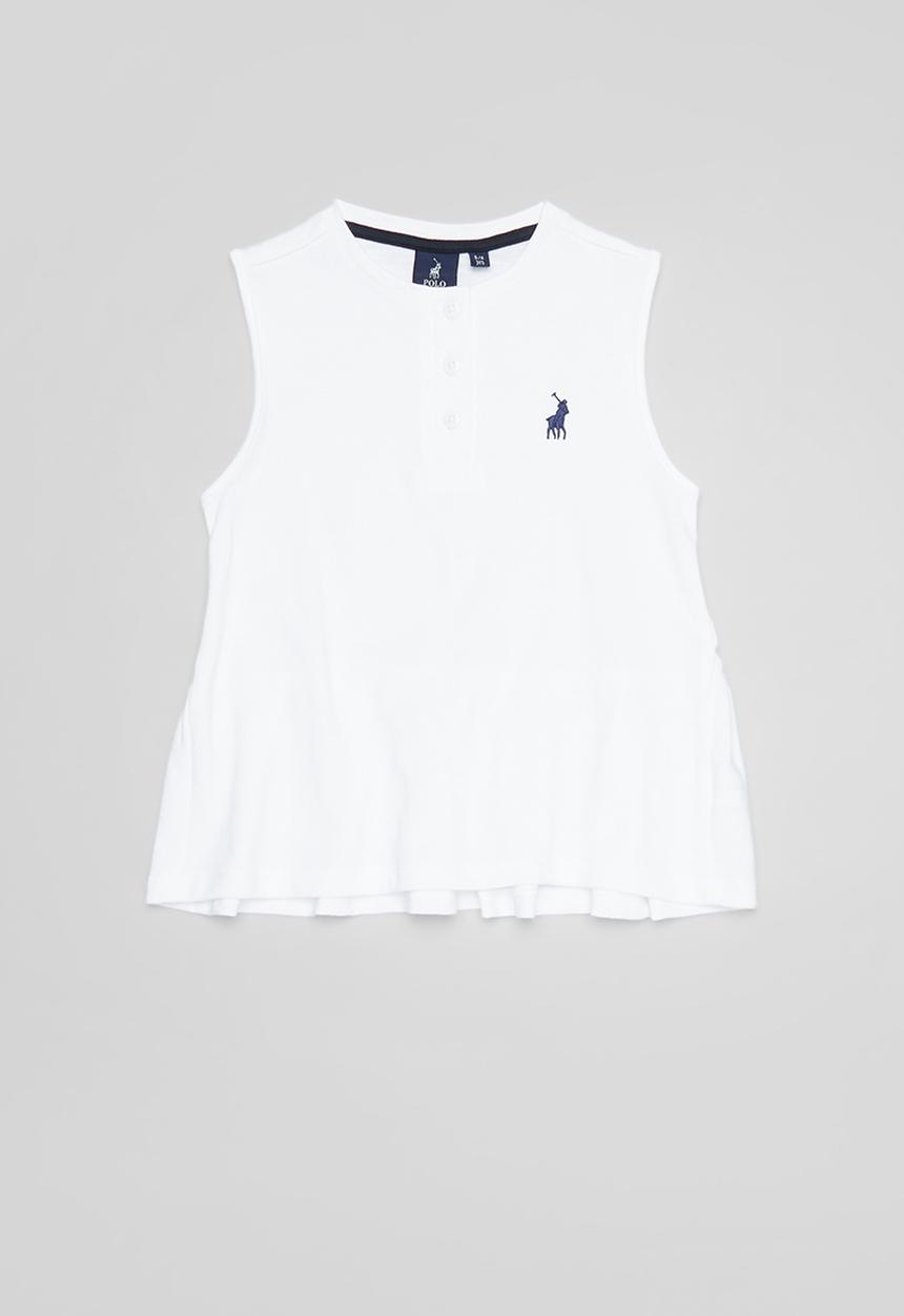 POLO - Girls terri frill back tee - white