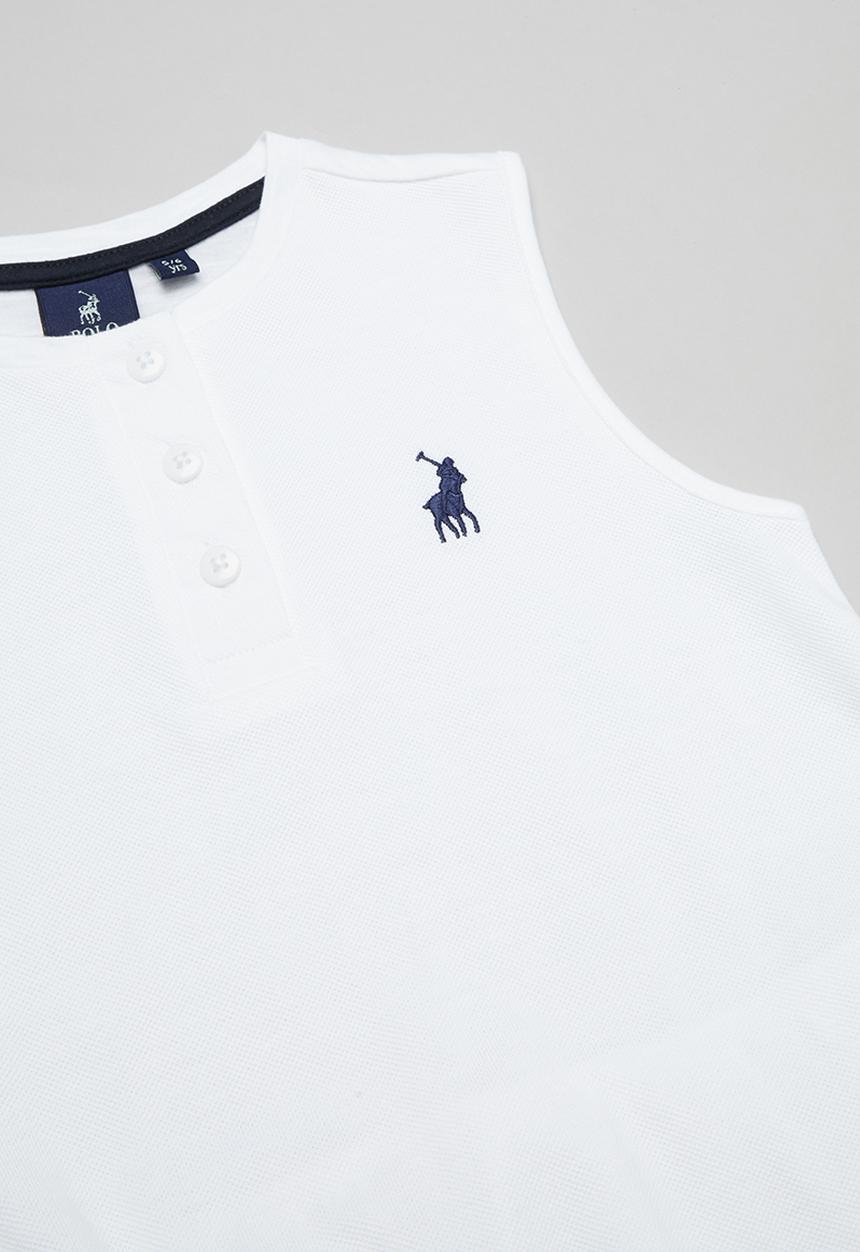 POLO - Girls terri frill back tee - white