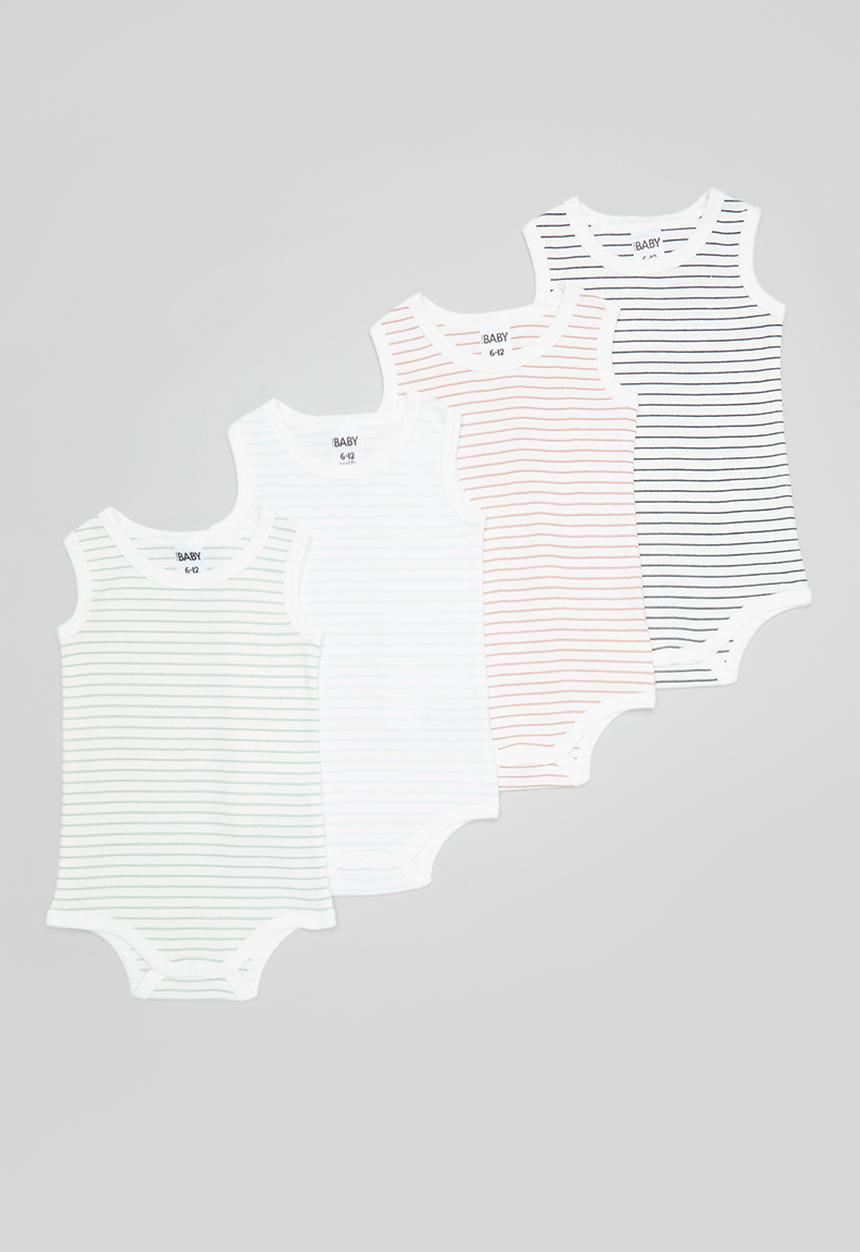 Cotton On - 4 pack singlet bubbysuit - multi