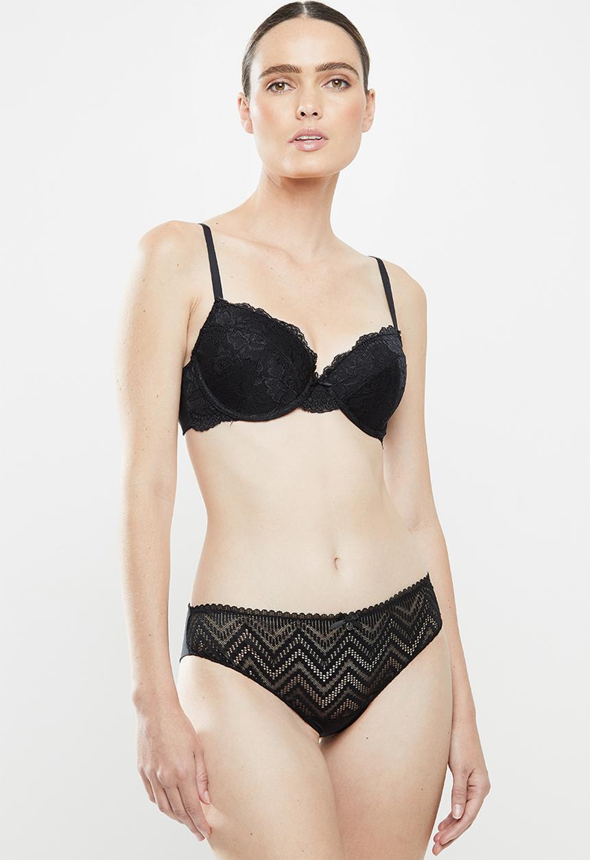 Jockey - 1 Pack ladies zig zag lace bikini - black