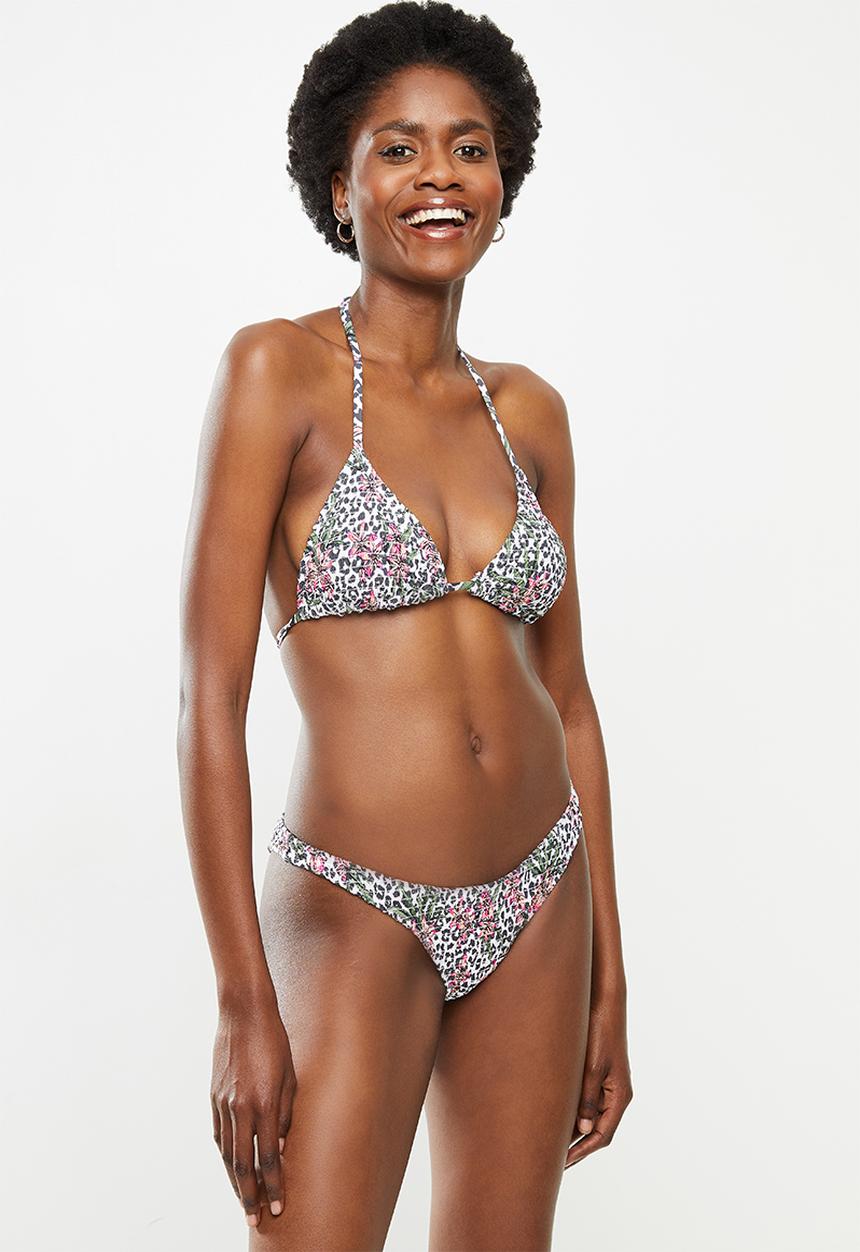 Cotton On - Refined high side brazilian bikini bottom - tropical leopard shirred