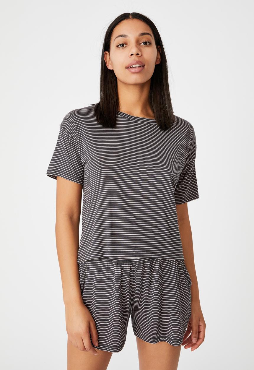 Cotton On - Sleep recovery crew T-shirt - charcoal 