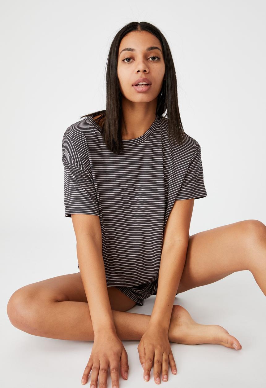 Cotton On - Sleep recovery crew T-shirt - charcoal 