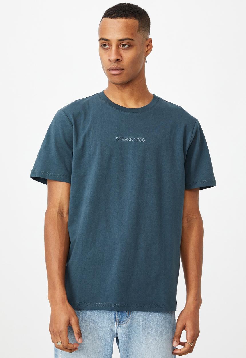 Cotton On - Tbar text t-shirt  - ocean teal