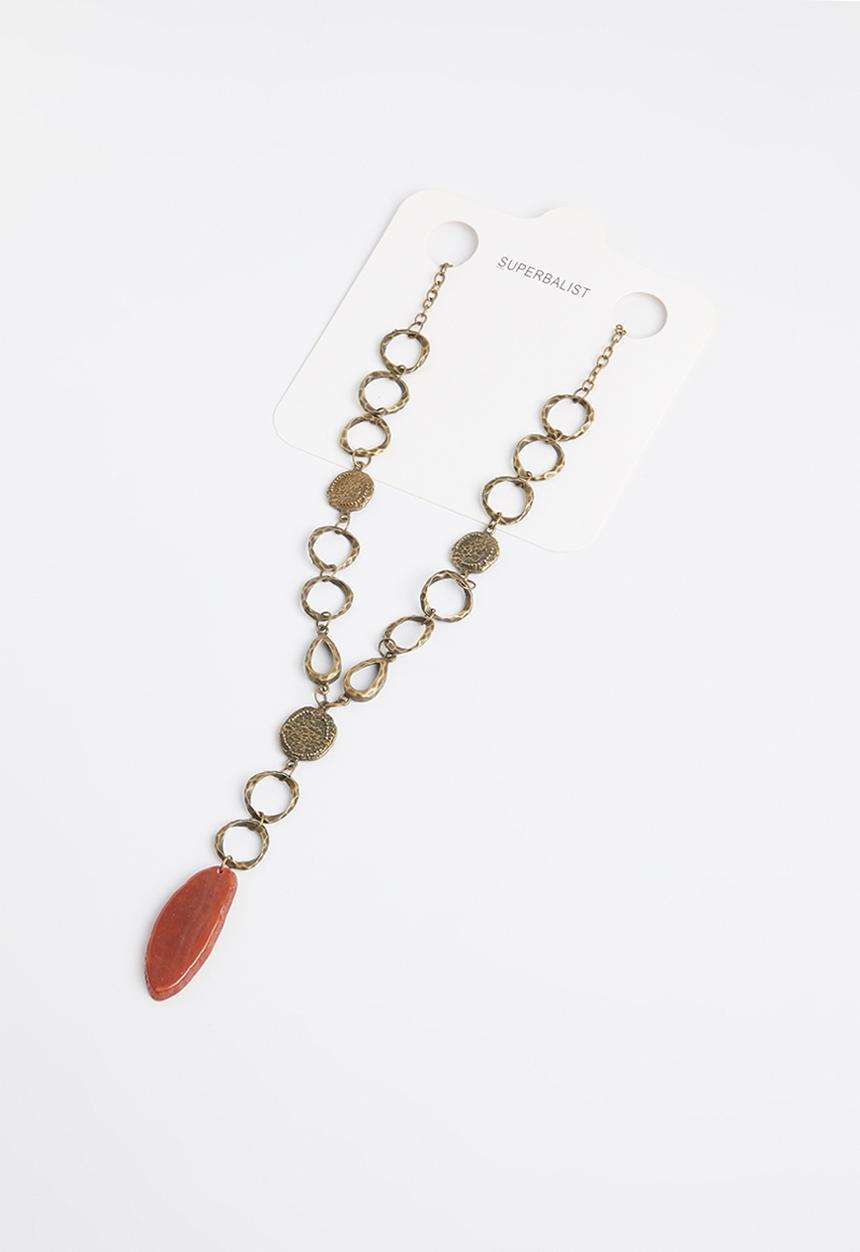 Superbalist - Spencer pendant necklace - gold & orange