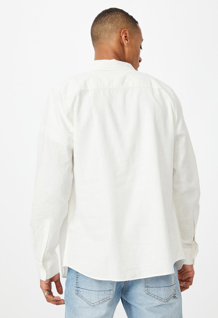 Cotton On - Linen cotton long sleeve shirt - white