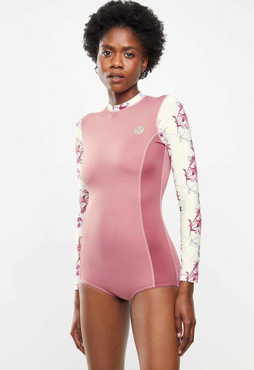 Lizzy - Mariposa floral upf 50+ long sleeve swimsuit - pink