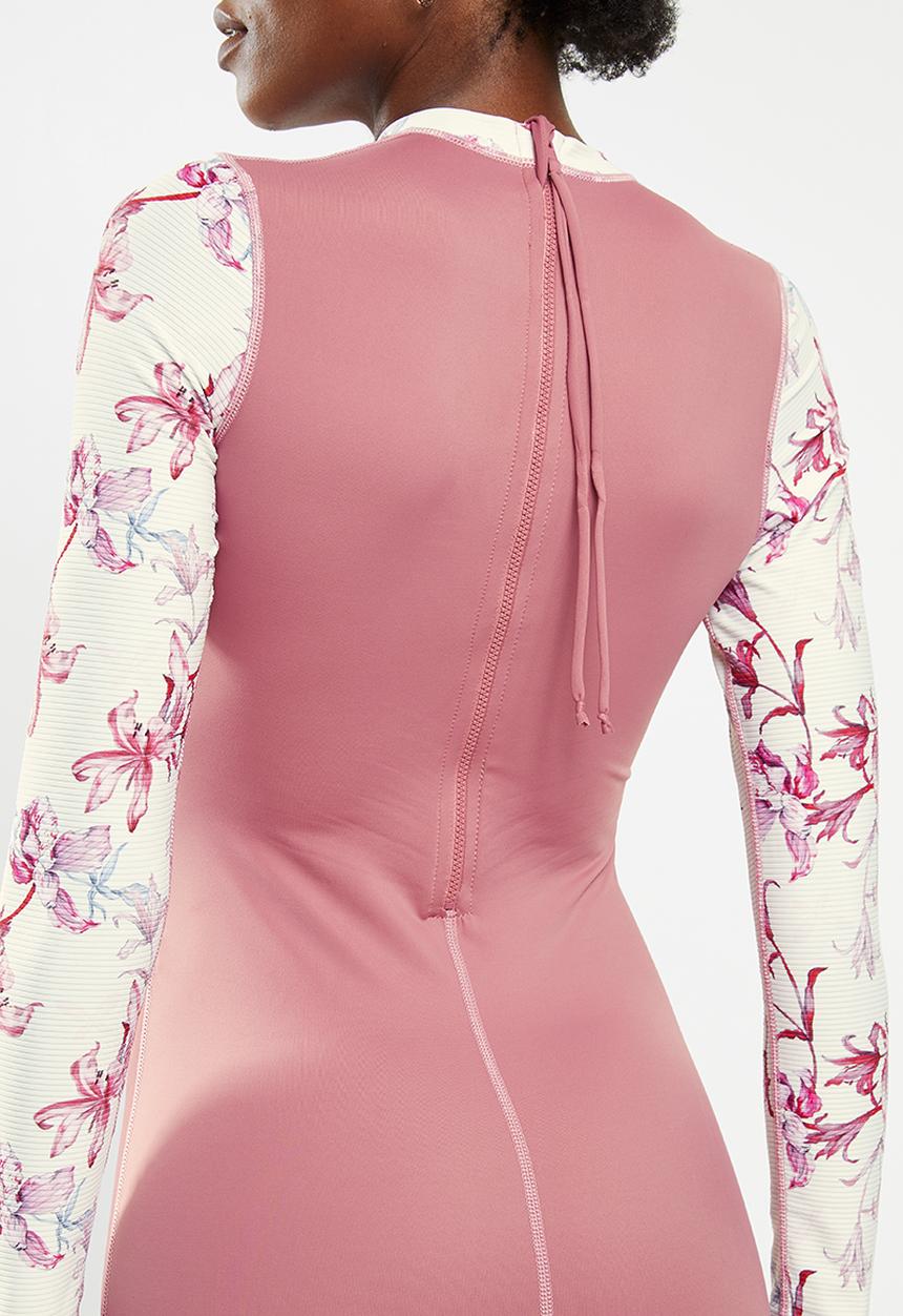 Lizzy - Mariposa floral upf 50+ long sleeve swimsuit - pink