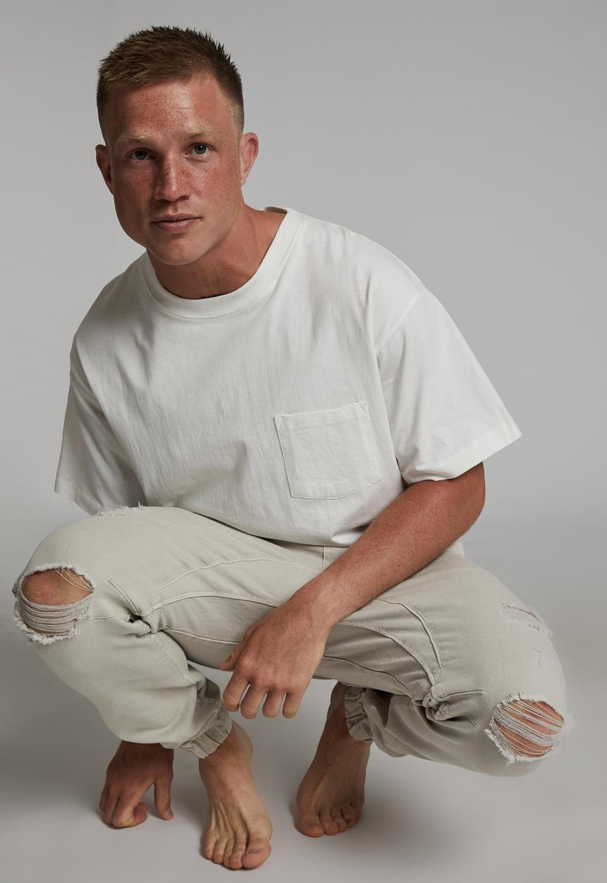 Cotton On - Slim denim jogger - bone
