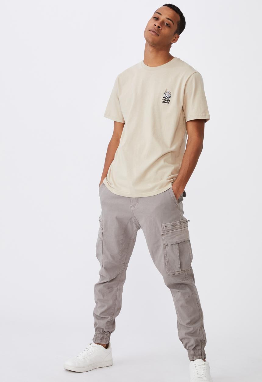Cotton On - Tbar art T-shirt - clay stone