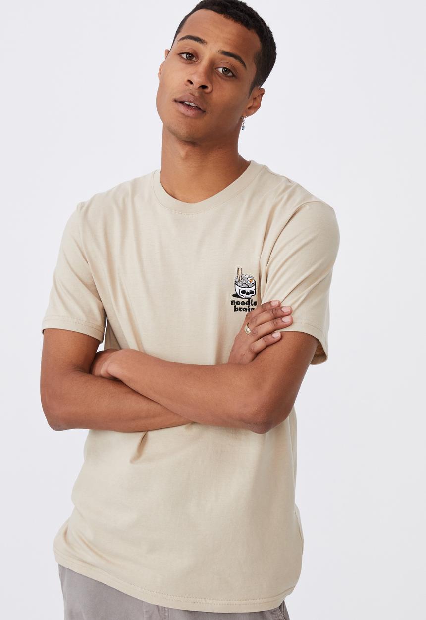 Cotton On - Tbar art T-shirt - clay stone