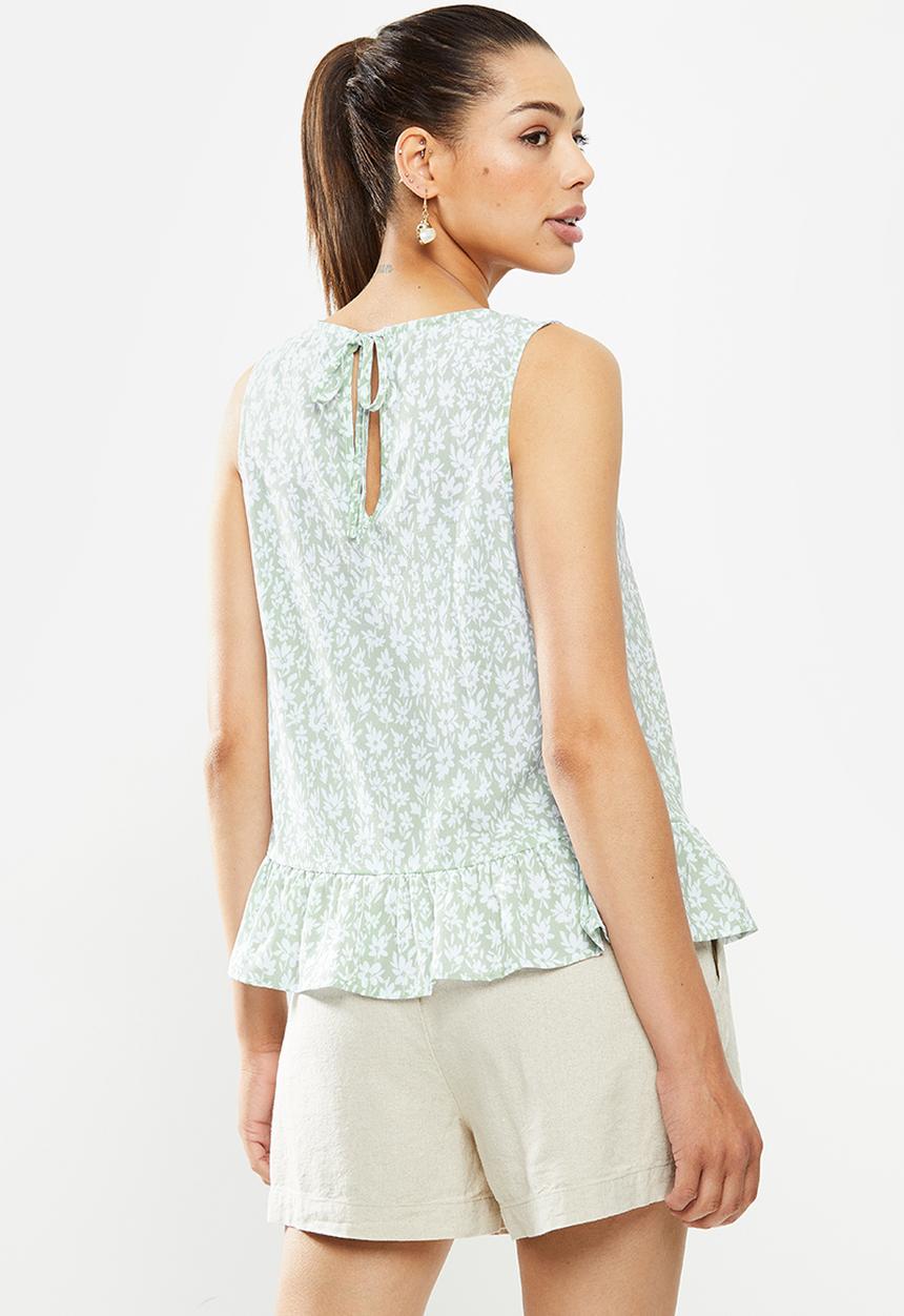 edit - Frill hem vest - green & white 