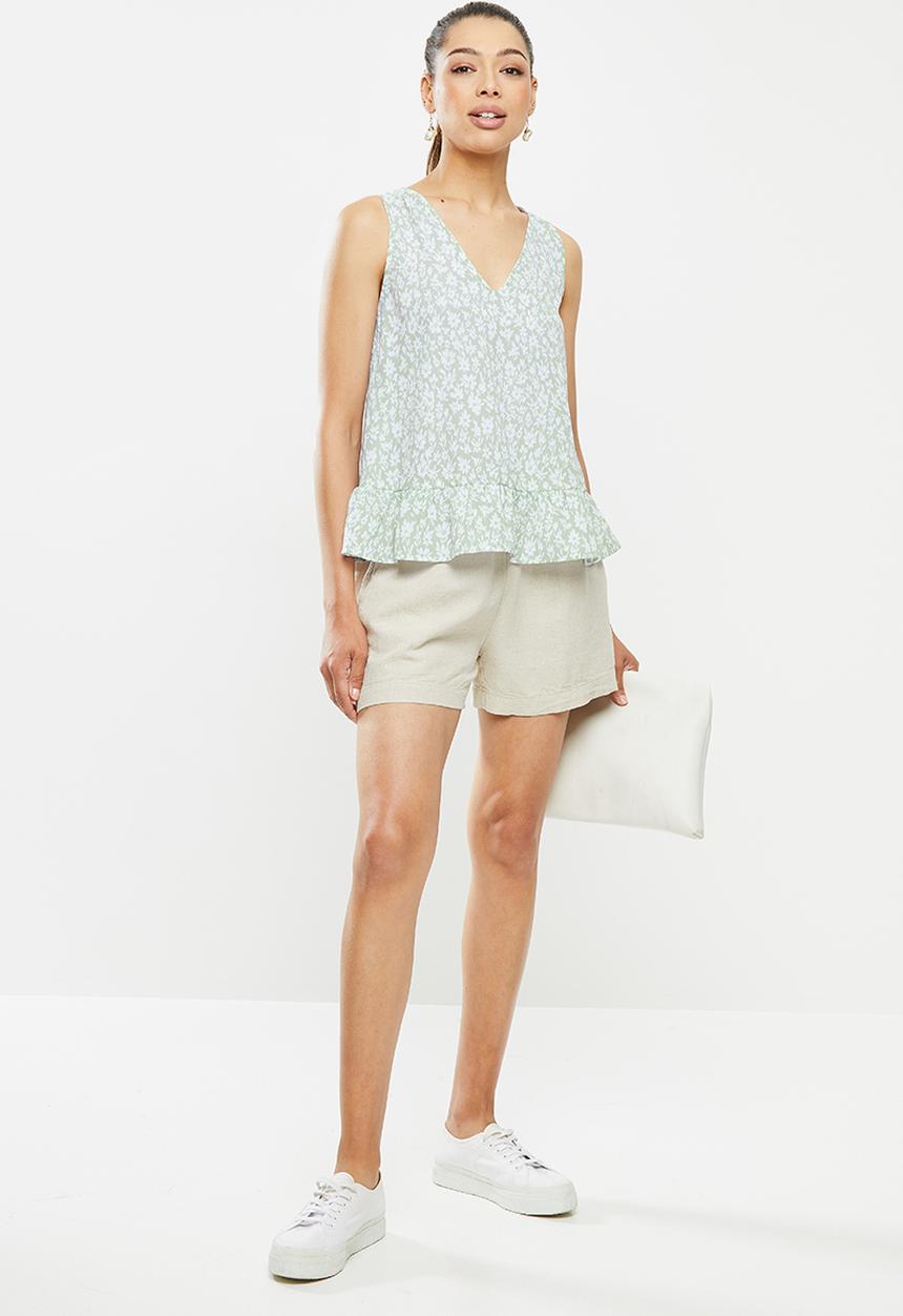 edit - Frill hem vest - green & white 