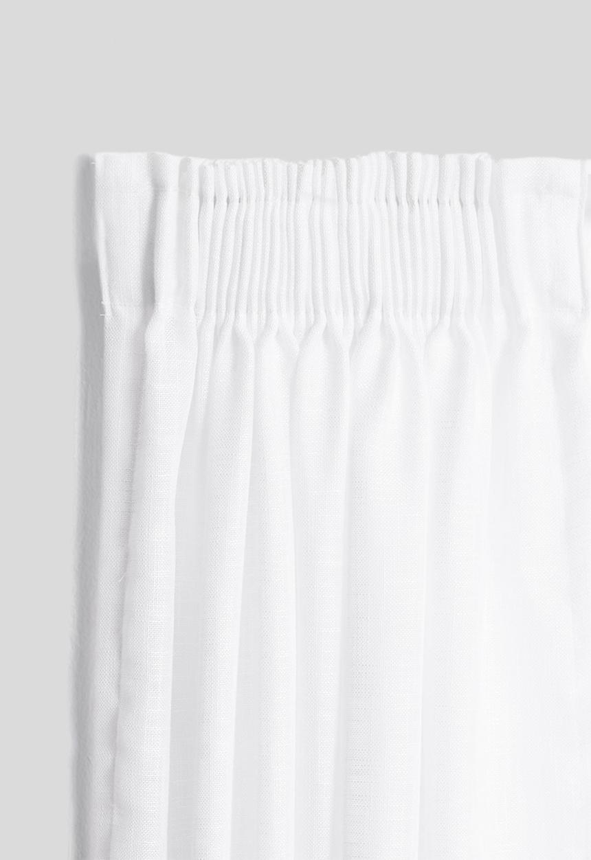 Sixth Floor - Slub unlined taped café curtain - white