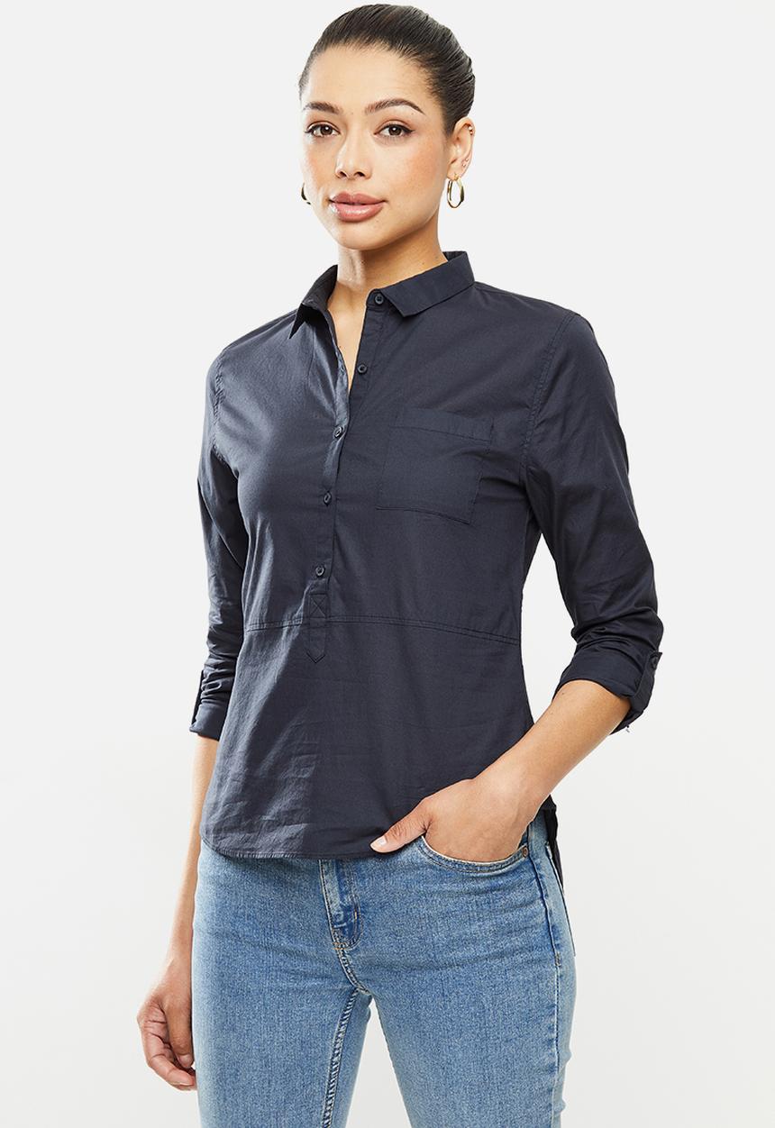 edit - Curved hem shirt - navy