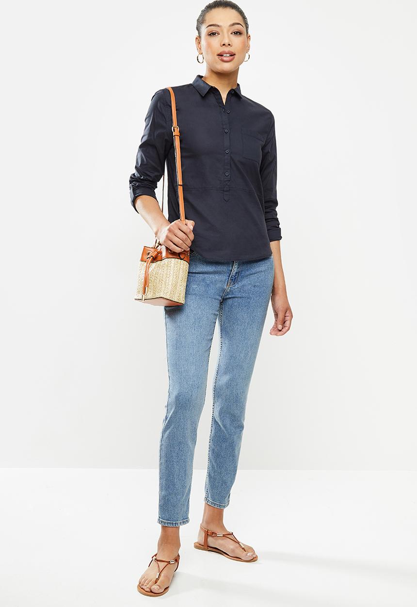 edit - Curved hem shirt - navy