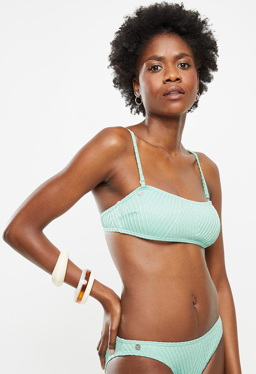 Lizzy - Gazella textured bandeau top with removable straps and padding - aqua
