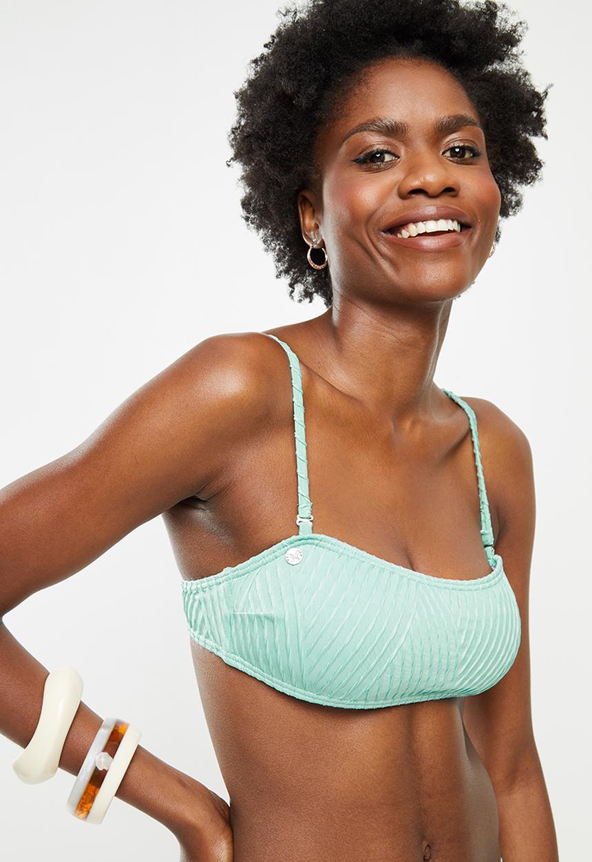 Lizzy - Gazella textured bandeau top with removable straps and padding - aqua