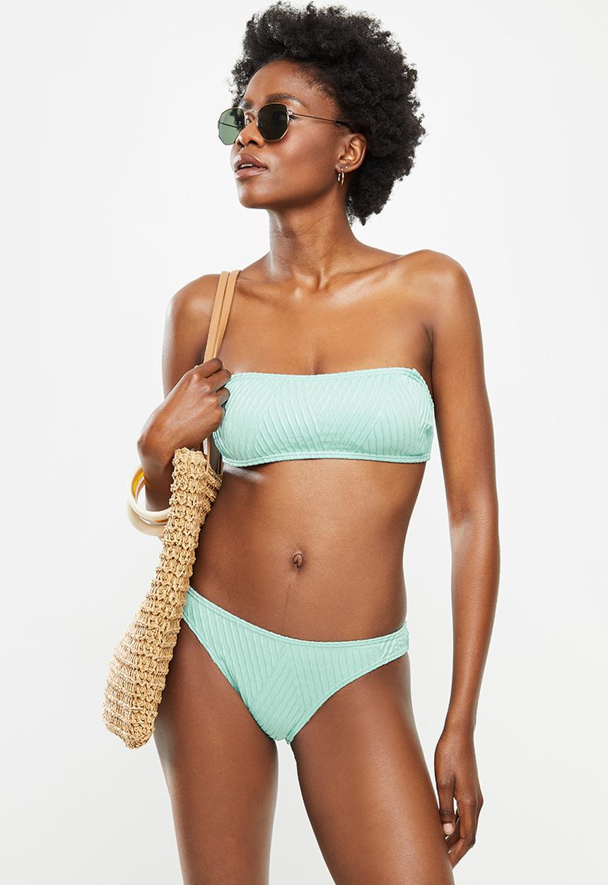 Lizzy - Gazella textured bandeau top with removable straps and padding - aqua