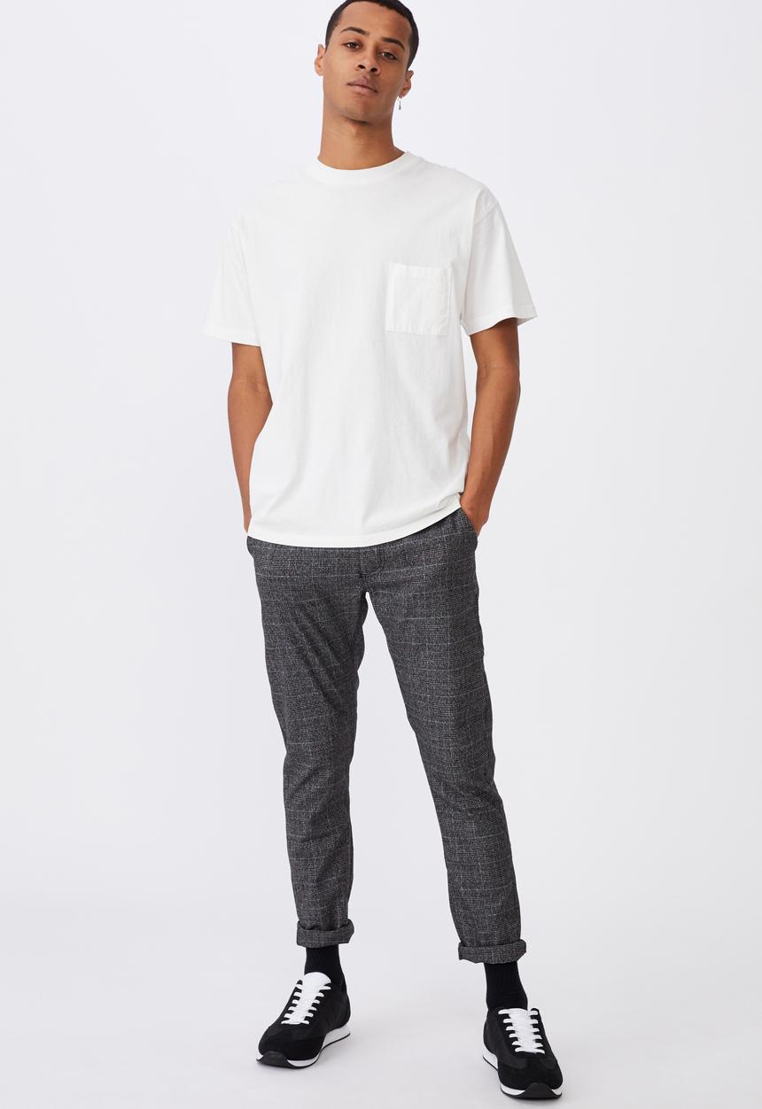 Cotton On - Skinny stretch chino - black &  white 