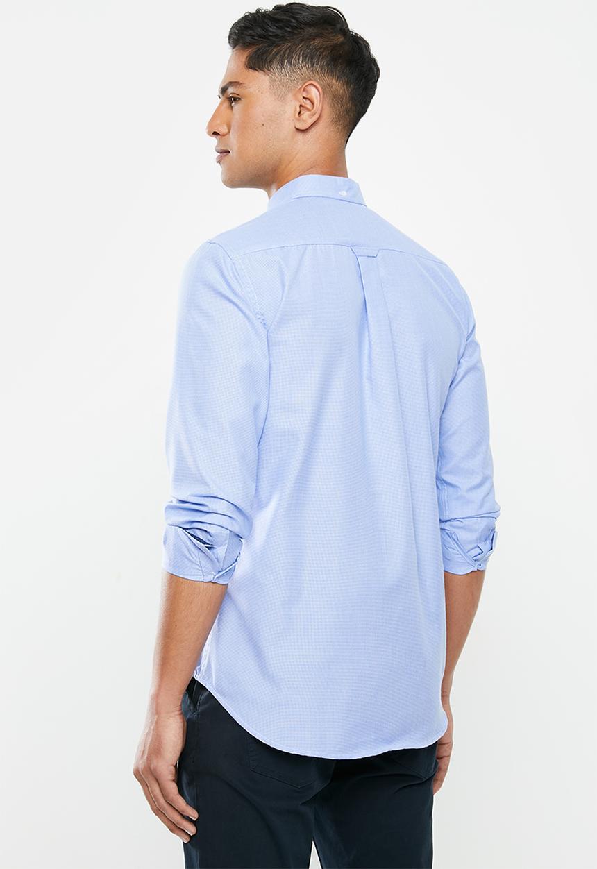 Ben Sherman - Jacquard ls shirt - mid blue