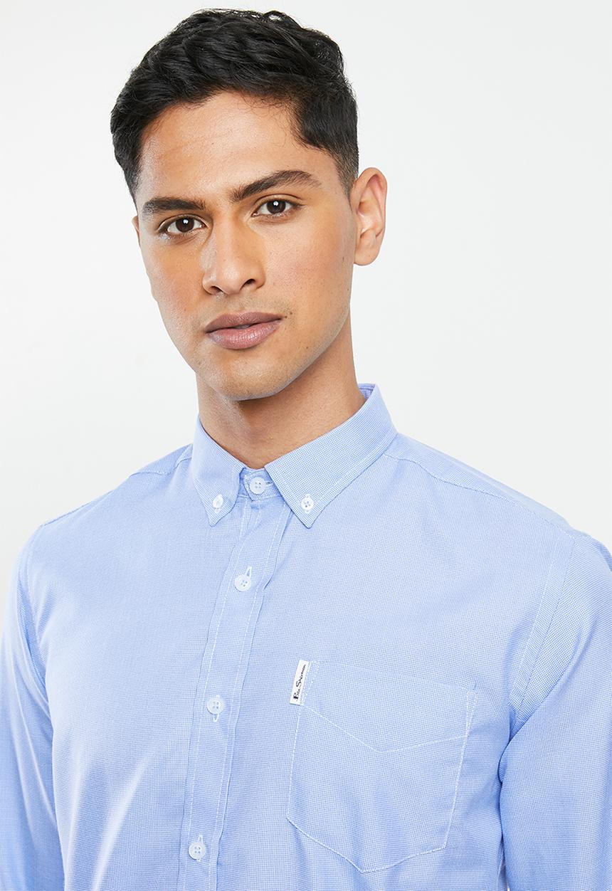 Ben Sherman - Jacquard ls shirt - mid blue