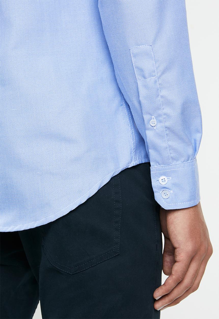Ben Sherman - Jacquard ls shirt - mid blue