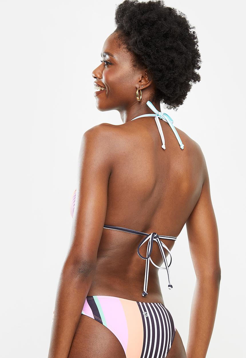 Lizzy - Panama triangle bikini top with frilled edging and removable padding - multi 