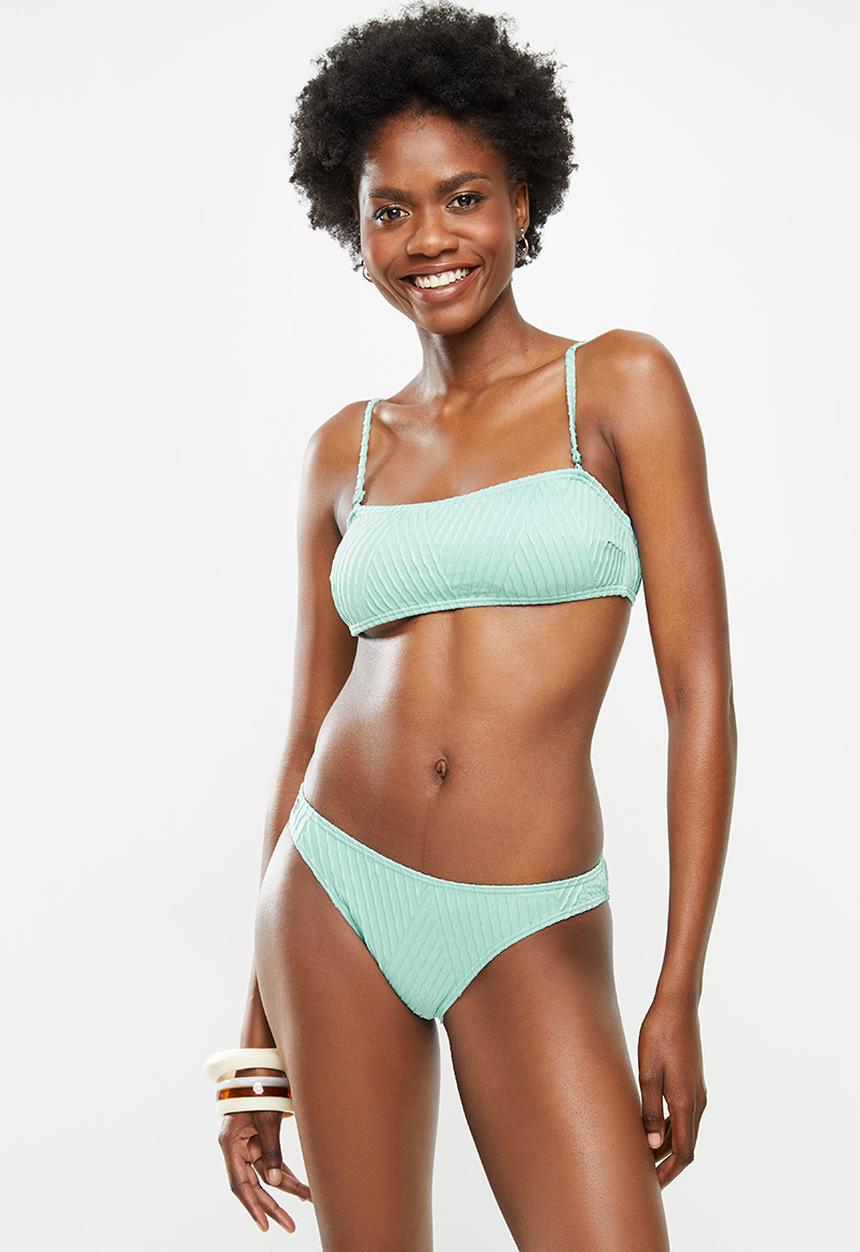 Lizzy - Etude textured high cut bikini bottoms - aqua