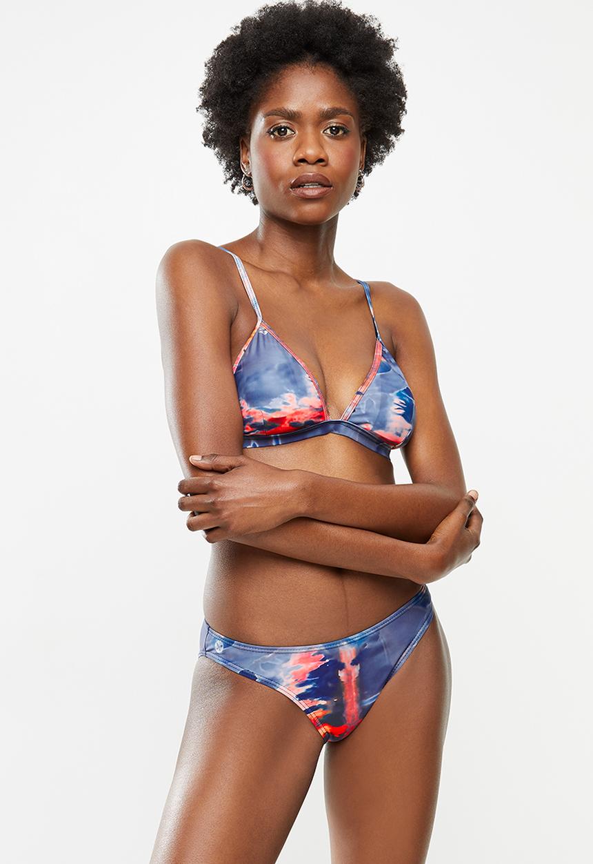 Lizzy - Celie high cut bikini bottoms - navy & orange