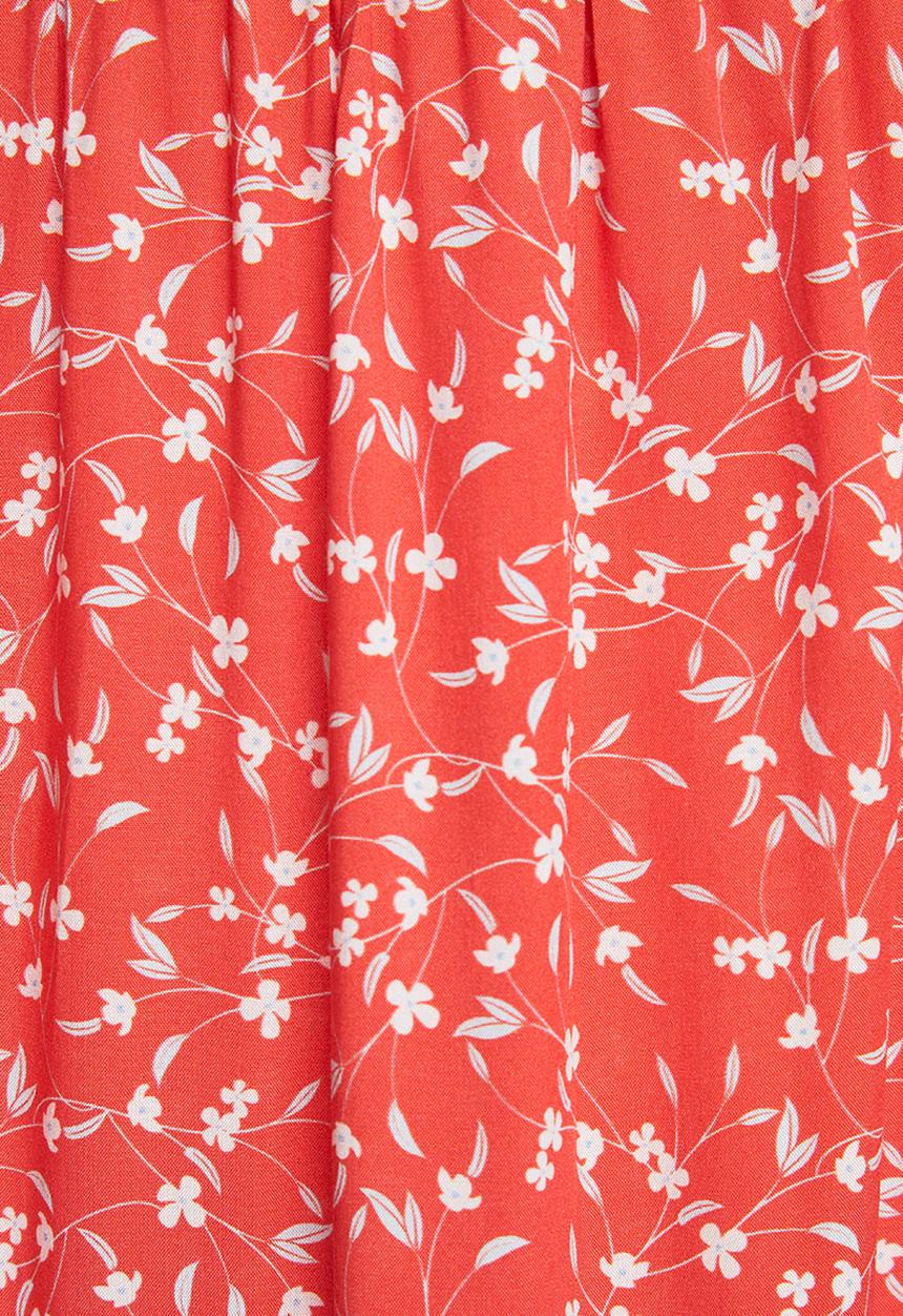 edit - Sleeveless  V-neck tiered midi dress - red & white 