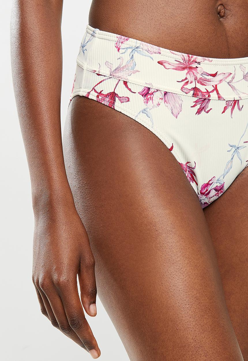 Lizzy - Bondi high waisted bikini bottoms - pink & white
