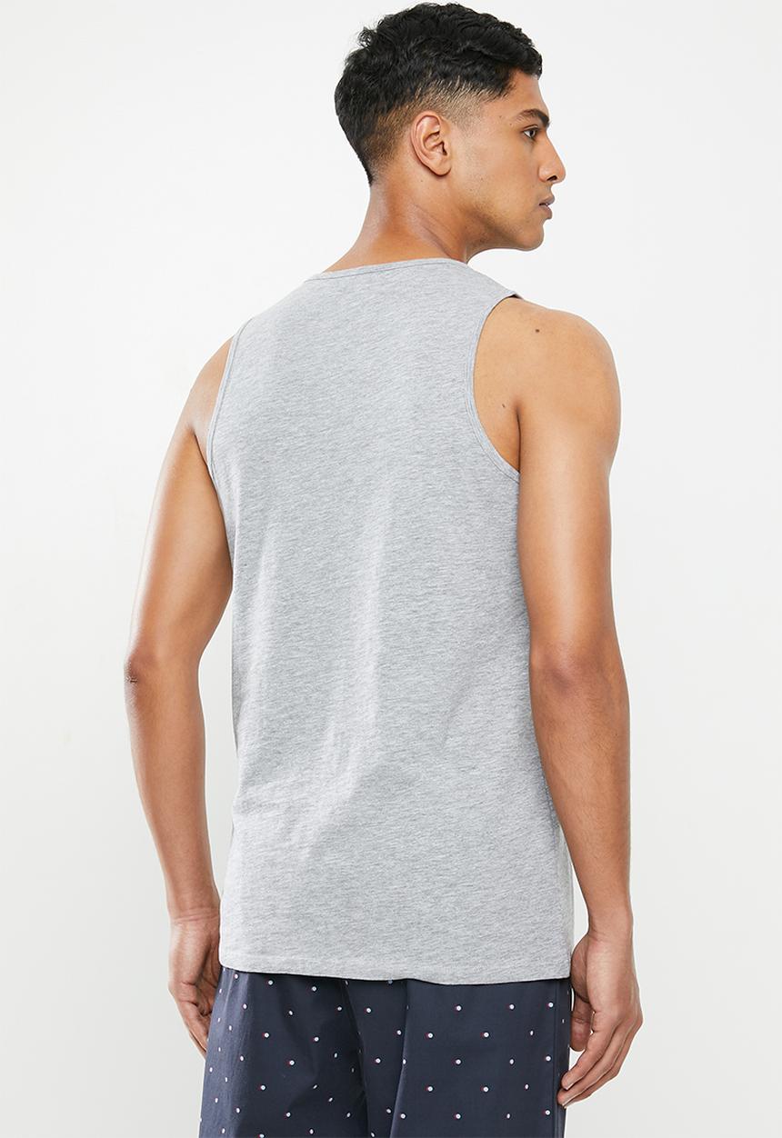 Superbalist - 2 pack premium cotton slub vests - dusty blue & grey melange