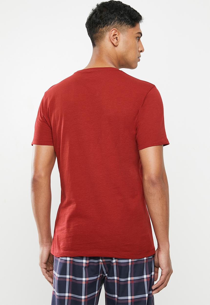 Superbalist - 2 pack scoop neck short sleeve sleep tee - white & red dahlia