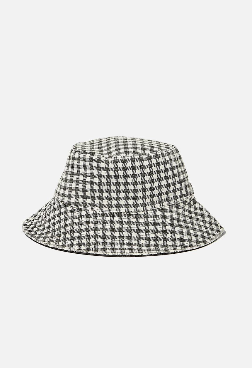 Rubi - Elly reversible wide brim bucket hat - black gingham