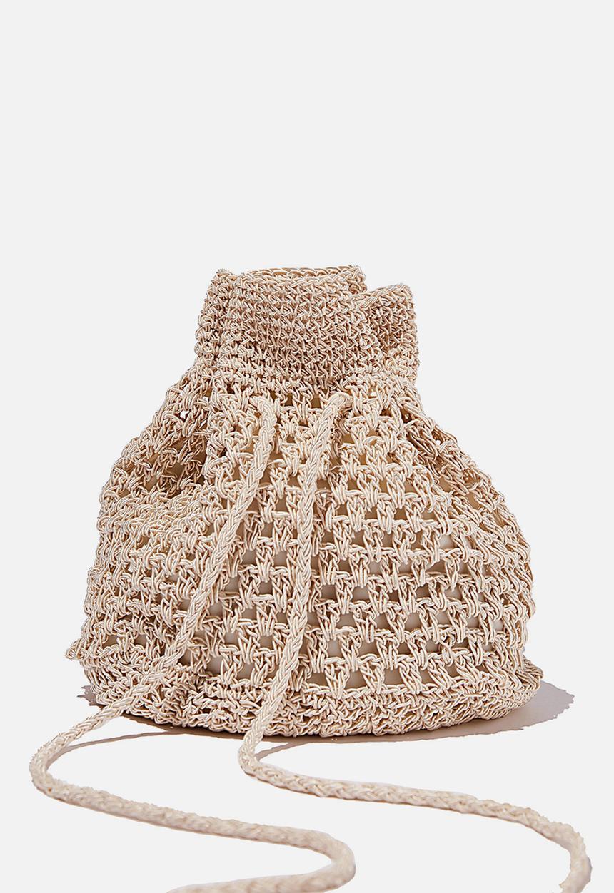 Rubi - Macrame knit bucket bag - natural