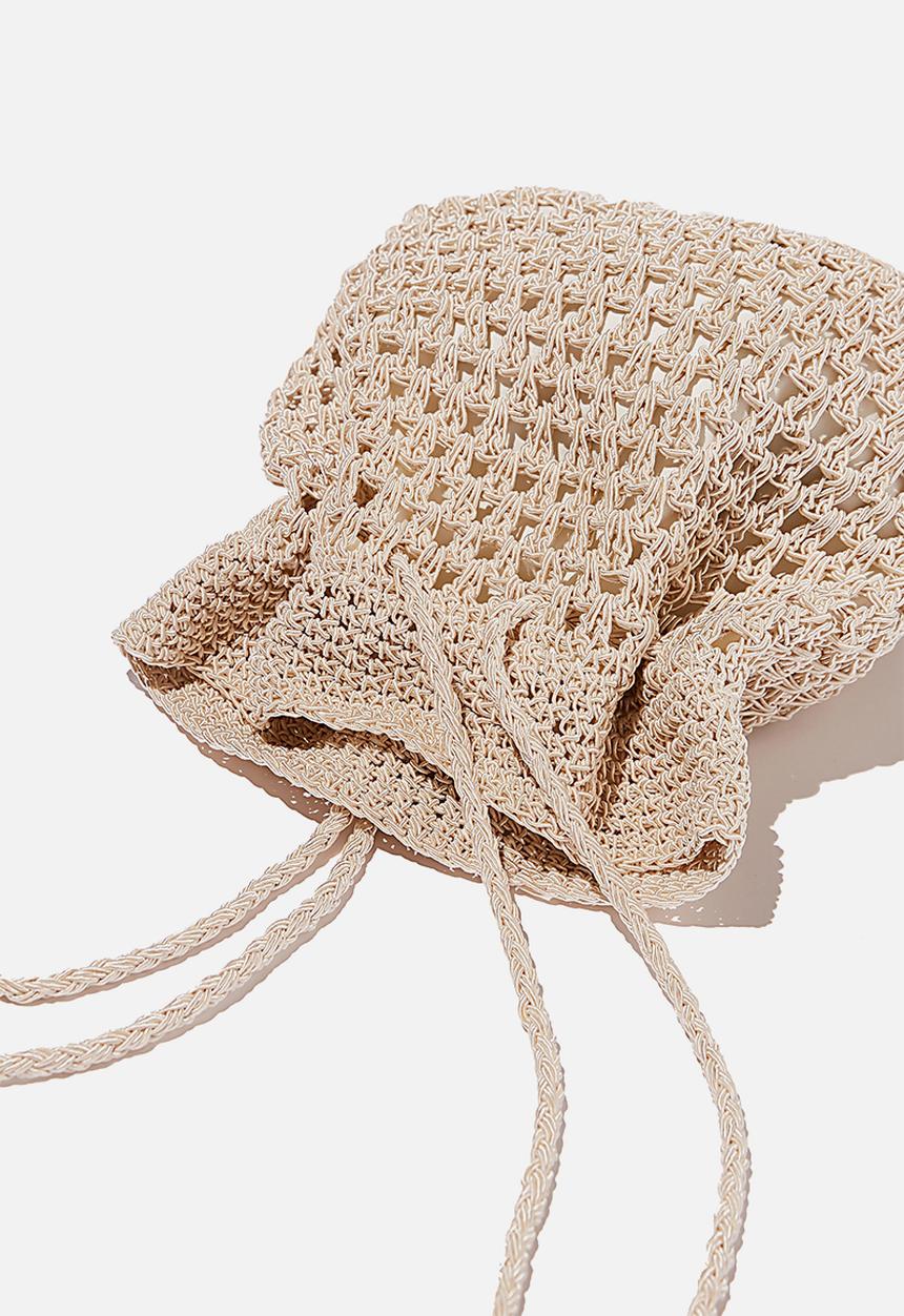 Rubi - Macrame knit bucket bag - natural