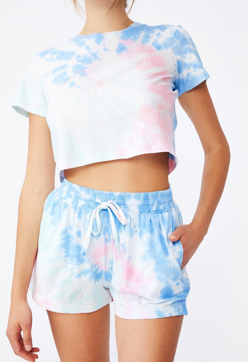 Cotton On - Jersey sleep short - tie dye swirl